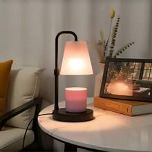 xoddi 1 PCS Candle Warmer Lamp With Timer, Frosted Lampshades Eye Protect Scented Candle Jars Electric Wax Melter Bedroom Bedside End Table Desk Night Light Adjustable Height Warm White Aethetic Room Decor Dimmer House Warming Home Women Gifts Metal Base-(Pink) - 查看 4