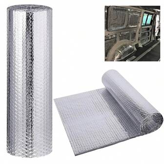 Dubbelreflekterande bubbelfolie för bilar, isolerande och värmeisolerande aluminiumfilm och rullar, strålningsbarriärvärmesköld, husbilsfönster och fönsterisolering för sommarvärmen, lämplig för garageport, tak, bil