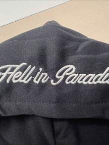 Unisex Heart-Embroidered Zip-Up Hoodie, Casual Distressed Long-Sleeved Hoodie. - Black - View 2