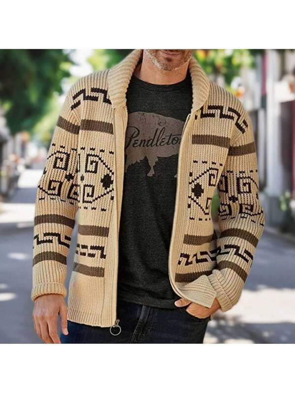 男女兼用秋冬新作カジュアルリバーシブルカーディガン長袖スリムジャカードニットセーター、スポーツセーター