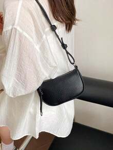 Lychee Grain Mini Handbag, Women's New Fashion Compact Daily Crossbody Bag YM2L - Black - View 11