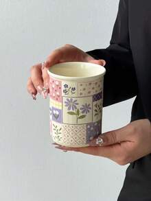 1个陶瓷手持咖啡杯,ins风奶油色韩式简约可爱陶瓷马克杯,经典花卉系列,手工制作,高颜值茶杯/咖啡杯,适合家庭、餐厅、咖啡馆使用 - 可爱、创意、个性化早餐杯、茶杯、咖啡杯,生日和节日礼物的理想之选 - 彩色 - 查看 9