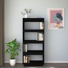 Libreria/divisorio vidaXL, nero, 60x35x135 cm, in pino massello. - Cammello - Visualizzare 3