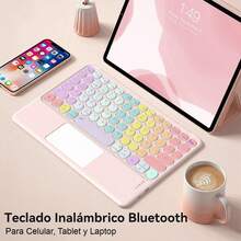 Teclado Inalambrico Bluetooth Tactil Touchpad Recargable Con Diseño Multicolor Mini Teclado Compatible Con Celular, Tablet, Laptop, Computadora android, ios y windows - Multicolor - Ver 2