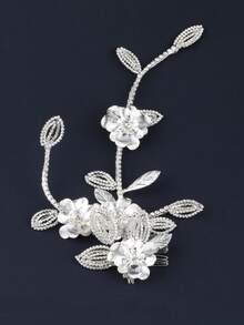 Peine de pelo de flor de aleación vintage, accesorio de tocado versátil y elegante para boda, fiesta, recogido, accesorios del Día de San Valentín - 24-1201 - Ver 7