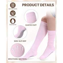 Eurzom - 6 pares de calcetines de pilates con empuñaduras para mujer calcetines largos de yoga antideslizantes para yoga barra entrenamiento en casa hospital - como en la foto - Ver 4