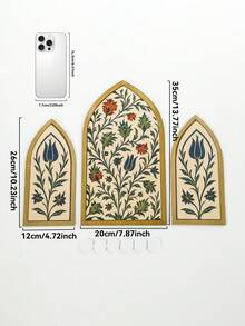 3 buc. Pictură murală gotică cu arc, decor floral cu lalele boeme, artă murală vintage cu plante, decor cu arc de biserică cu ramă de bambus, tapițerie murală florală medievală modernă, picturi murale boeme pentru dormitor și living, decor gotic cu fereastră tip casă de la țară, decor de perete estetic pentru intrarea în bucătărie și birou - Multicolor - Vizualizare 3