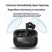 Lenovo TA210 Bluetooth Headphones: Noise Cancellation, Deep Bass Stereo Sound, Pairing Support, Call Function, Comfortable Fit, Independent Microphone, Long Battery Life, Low Latency For Gaming, And Wireless In-Ear Headphones For Music Playback. - Black - View 6