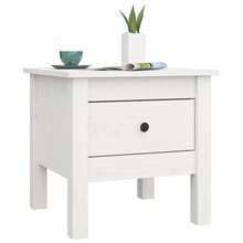 Side Table White 40x40x39 Cm Solid Wood Pine - White - View 5