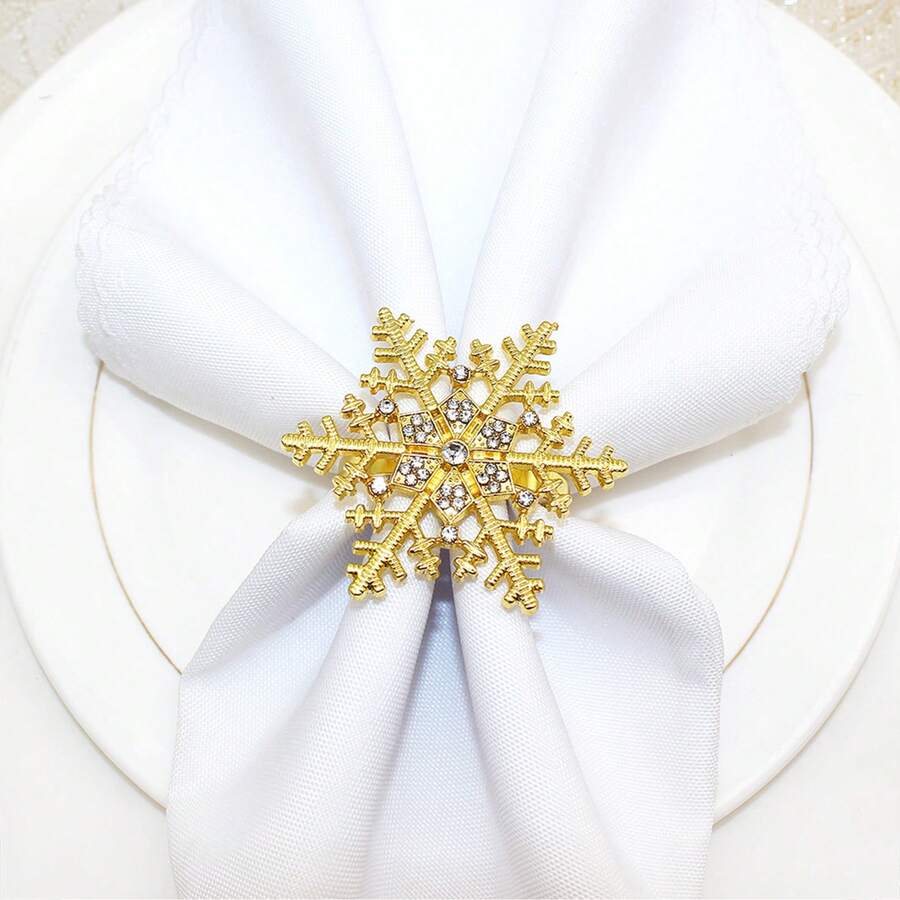 Serviettenringe in Schneeflockenform: elegante, dekorative Halter für die Weihnachtstafel, perfekt für Restaurants und Festtagsfeiern. - Verschiedenfarbig - Übersicht 1