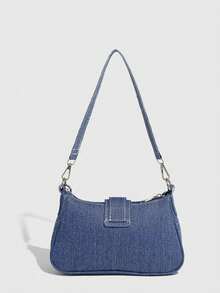 Y2K复古小手提包，撞色字母和星星装饰链条单肩/腋下包，适合女孩、女士、学生、年轻职业人士、上班族、通勤、学校郊游等场合。 - 藍色 - 查看 5