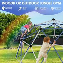 Climbing Dome,10FT Dome Climber With Hammock, Outdoor Play Equipment For 3 To 10 Children, Supports Jungle Gym Up To 1,000 Lbs, Rust Resistant, Easy To Assemble, Gift For Kids, Blue+White - Blue - View 4