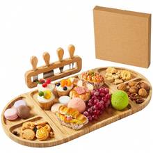 TEQIN Charcuterie Boards Set,3-Piece Magnetic Large Bamboo Cheese Board Set,Cheese Platter Gift For House Warming New Home,Wedding Couple,Bridal Shower - Brown - View 1