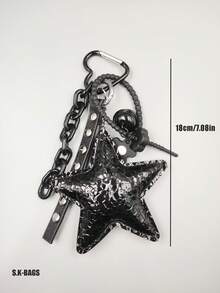 1 chiếc móc khóa hình ngôi sao đen dành cho nữ, quà tặng Giáng sinh, quà tặng giáo viên, quà tặng chị gái, móc chìa khóa xe hơi, phụ kiện du lịch, phụ kiện móc khóa - màu đen - Xem 4