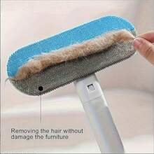 Reusable Pet Hair Remover Brush – Versatile Lint Cleaner For Dog And Cat Hair, With Extra-Long Handle, Washable Grooming Tool Suitable For Furniture, Clothes, Bedding, Sofa, Carpets & Window Screens - White - View 3