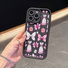 La carcasa del teléfono anti - caída simple y de moda está hecha de material tpu con un patrón de lazo para iPhone 17, 16, 15, 14, 13, 12, 11 Pro / air / xR / XS y samsungs25 / S24 / S23 / S22 / Fe / plus, que ofrece protección de amortiguación. Regalos para amigos y San valentín. - Blanco - Ver 8