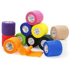 OK TAPE Self Adherent Cohesive Bandages Wrap - 12Packs, 2 X 5 Yards, Non-Woven Self Adhesive Bandage Wrap Thumb, Finger, Wrist, Ankle, Vet Wrap Bandages Tape (Mixed Colors) - 黑色 - 查看 9
