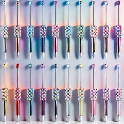 10 piezas Kit de fabricación de joyas talla grande vendido, incluye perlas de colores, piedras preciosas, cuentas, cuentas de silicona, cuentas focales para DIY bolígrafos, papelería, accesorios, manualidades