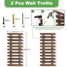 2 Pcs Wall Planters - 11.4"W X 15.7"H Wooden Wall Planters For Indoor Outdoor Plants,Hanging Wood Wall Trellis,Wall Mounted Plant Holder For Orchids,Succulent,Air Plants,Hanging Pots Display-BBSJDF02 - 23,62" X 11,41" (Nâu) - Xem 3