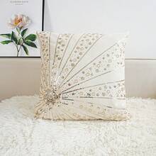 1pc Exquisite Bead Embroidery Cushion Pillowcase, Suitable For Multiple Room Types And Sizes, Machine Washable, Zipper Closure, No Pillow Core Gifts Birthday Graduation School Decor School Surprise Dormitory Decor Back To School Home Decor Room Decor School Supplies - Multicolor - View 26