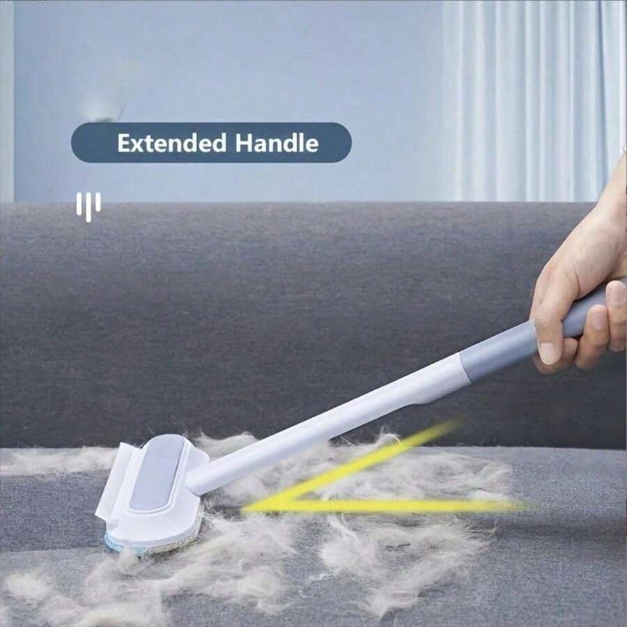 Reusable Pet Hair Remover Brush – Versatile Lint Cleaner For Dog And Cat Hair, With Extra-Long Handle, Washable Grooming Tool Suitable For Furniture, Clothes, Bedding, Sofa, Carpets & Window Screens - White - View 1