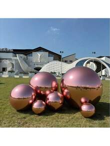 1 Set (22inch + 32inch + 50inch + 60inch) Giant Rose Gold - Inflatable Mirror Reflective - Aluminum Foil Balloons - Reusable Disco Ball, Suitable For Parties, Birthdays, Weddings And Events, Reflective Aluminum Foil Design, Perfect Decor, Reflective Decor | Giant Spherical Design | Self-Sealing Function, Mirror Party Balloons, Party Balloons - Multicolor - View 6