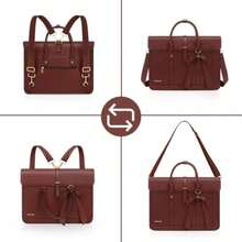 MOSISO Bolsa para Laptop Mujer,13-14 Pulgadas PU Cuero Bolsa de Hombro para Laptop Convertible a Mochila,13.3 Pulgadas Mensajero Bolso Informal Trabajo Maletín Viaje con Bowknot,(16 pulgadas Marrón) - Multicolor - Ver 8