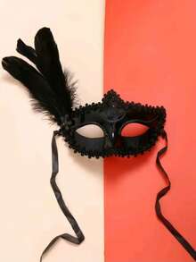 1pc Playful Fox Face Feather Mask, Private And Sexy. Suitable For Wearing At Parties, Gatherings And Festivals. Valentine's Day Costume