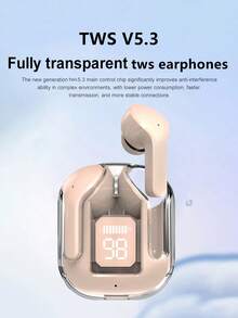 New Transparent Touchscreen Low Latency TWS Wireless Earbuds, Type-C Charging, Bluetooth 5.3 Semi-In-Ear Wireless Sports Earphones With Super Long Battery Life