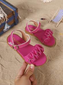 Children's Fashion Outdoor Sandals, Summer Flat Shoes, One-Piece Sandals, New Stylish Elegant Minimalist Girls Shoes - Hot Pink - View 2