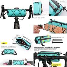 Rhinowalk Bolsa para manillar de bicicleta, Bolsa delantera para bicicleta Fram Storage Roll Bag Mountain Road Bikes Commuter Shoulder Bag Ciclismo Accesorios-(Azul) - Multicolor - Ver 1