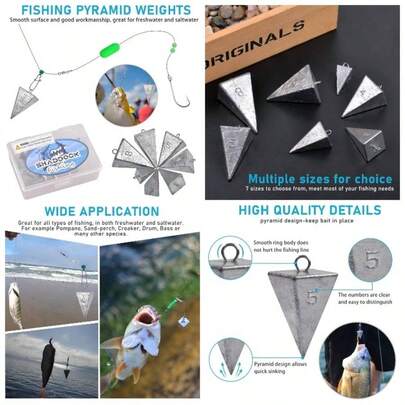 Pesos piramidales de pesca con pirmide de pirmide, pesos de pesca a granel de agua salada, pesos de pesca sin enredos, 1 oz 2 oz 2 oz 3 oz 4 oz