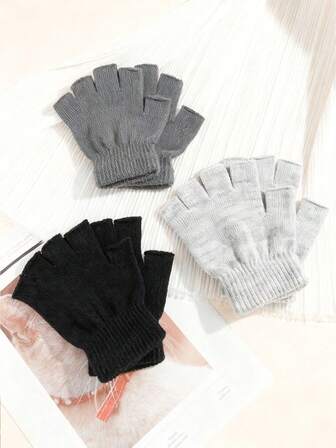 Lightweight Knitted Fingerless Gloves, Unisex Adult, Suitable For Work, Study, Writing, Outdoor Cycling, Warm And Windproof, Assorted Colors/Styles, Autumn/Winter