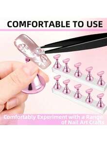 Set 2 piese (10 piese) - Tavă pentru unghii, Set suport pentru unghii (Tavă de bază, Set suport pentru unghii (doar tava de bază), Suport pentru unghii tip presare, Tavă manuală pentru exersarea unghiilor, Suport pentru unghii pre-vopsite, Suport pentru afișarea unghiilor, Kit de început pentru salon de unghii acasă (roz) - Multicolor - Vizualizare 3