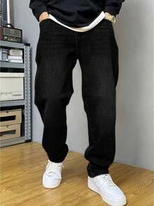 DG XUNLIN MODA 2025Nuevo , Ropa masculina de alta calidad, jeans negros de cintura media y , viajes de Negocios diarios, ocio, comodidad, primavera e invierno, armarios imprescindibles - Negro - Ver 1