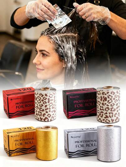 CTZIHGAO Aluminum Foil Printed Hair Coloring Foil - Premium Pre-Cut Aluminum Foil For Highlighting, Ombre, Bleaching And Dyeing - Non-Slip Embossed Surface For Fast, Clean And Even Application - Professional Salon-Grade Hair Coloring Foil For Stylists, Colorists And Barbers, Silver Embossed Roll Hair Coloring Foil, Hairstyling Tool, Christmas, Nail Art Supplies, Christmas Gift, Hairstyling Accessories, Shimmering Hair Coloring Foil - Pop-Up