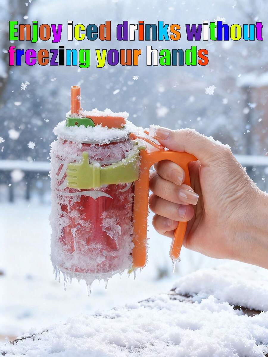 两件套罐装饮料提手+罐盖，带吸管盖，轻便易携，密封性好，可有效保鲜饮料，适用于派对、户外活动和各种罐装饮料。适用于330毫升汽水罐。