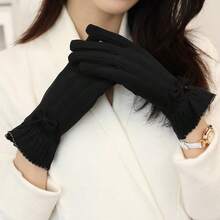 1 Pair Winter Warm Gloves, Bowknot Design, Suitable For Women & Men, Windproof & Insulated, Fit For Cycling, Driving, Party, Work, School, Home, Running, Hiking, Outdoor Sports, Christmas Gift, Comfortable Fabric, Non-Slip, Touchscreen Capable - Multicolor - View 12