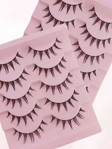 5 Pairs Of False Lashes: Makeup Lashes, Anime-Style Lashes, Wispy Cartoon-Style Lashes, Soft Spy Lashes, And Cartoon Lash Strips