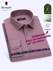 Men's Bamboo Fiber Dress Shirt | Wrinkle-Free, Cool, Natural, Stylish, Breathable | Slim Fit, Elegant, High-Quality Fabric | Soft And Breathable | Imported Product - Rose - 查看 1