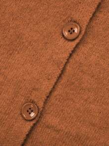 Knit Mix Áo khoác cardigan dệt kim dáng rộng thanh lịch kiểu Pháp dành cho nữ, thích hợp cho Giáng sinh, Lễ Tạ ơn và Năm mới, áo len dài tay cổ tròn thời trang, áo cardigan màu trơn giản dị cho mùa thu/đông. - trái cam - Xem 9