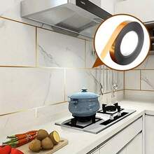 1 Peça 50m/Rolo Adesivo Autocolante Impermeável para Piso/Parede - Acabamento Metálico Multicolorido, Fita Vedante para Juntas de Azulejos, Para Decoração Doméstica, Parede/Armário/Banheiro/Piso/Azulejo/Carro/Embelezamento de Arte Gráfica - Adesivos Decorativos Listrados