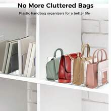 1pc Transparent Acrylic 4-Grid Display Shelf, Book/Handbag/Storage Organizer - Clear - View 4