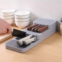 Compact Kitchen Knife In-Drawer Organizer,Live And Home Professional Lying 2 Tier Knife Block,Drawer Insert For Kitchen Utensils,Streamlined Storage For Efficient Kitchen Organization - Grey - View 4