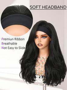 长款层次感波浪卷发 YAKI 发型，蓬松直发，黑色发箍，卷曲发尾，合成材质，无需胶水，佩戴方便，带发箍的半假发 - 彩色 - 查看 8