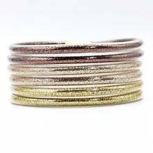6pcs Mixed Metal Color Jelly Bangle Beacelet - 3 Colors, 6 Pieces - View 14