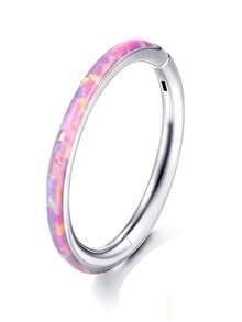 1pc Opal Nose Ring 316 Stainless Steel Hinged Ear Cartilage Ear Cuff Septum Ring Body Piercing Jewelry - Opal - View 21