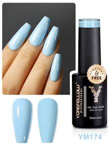 YOKEFELLOW TPO-Free & HEMA-Free 10ml Gel Nail Polish, Light Purple Nails All Seasons Semi Permanent Manicure Nail Gel Polish Soak Off UV LED Nail Art Salon DIY For Women Girls -YM174 - Baby Blue - View 2