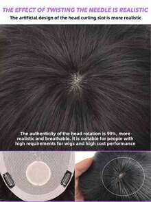 1件男士真人发假发 - 18x20/16x18厘米，男士自然逼真补发假发，隐形翻盖设计，适用于脱发/头发稀疏，佩戴牢固，适合日常及特殊场合，兼容所有浅米色调，男士假发，高品质假发，脱发解决方案，无缝融合，经久耐用，#1B - Natural Black - 查看 5