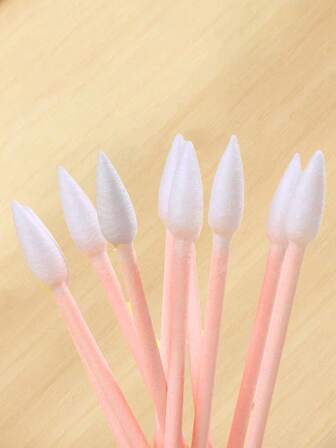 100 st individuellt förpackade bomullspinnar, sminkpinnar av papperstyp, en rund spets, en spetsig spets, exakt applicering, borttagning av öronvax, sminkborttagning, resevänlig